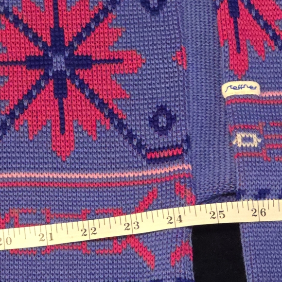 Steffner Vintage 80s 100% Wool Knit Sweater Size L Blue, Pink, White - Picture 11 of 12